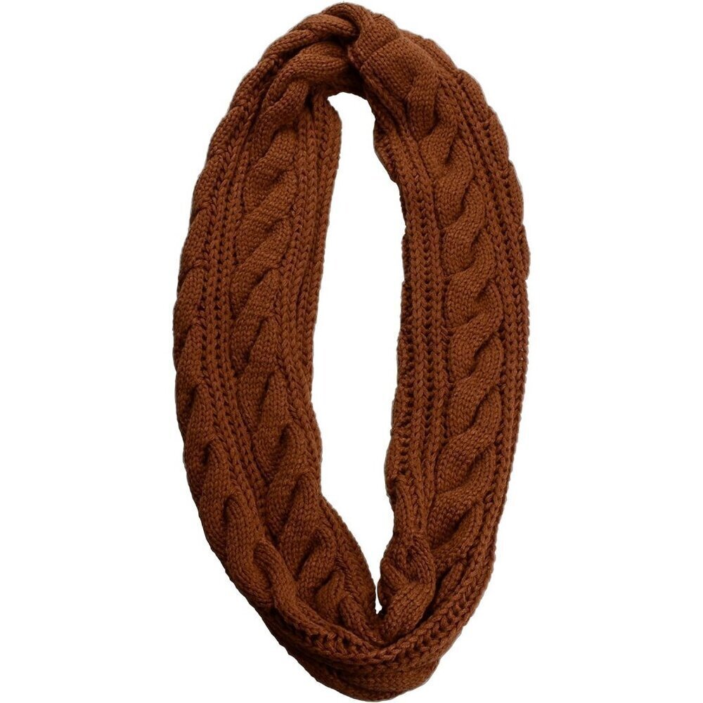 Women's Twist Brown Thick Ribbed Knit Winter Infinity Circle Loop Scarf - Picture 2 of 6